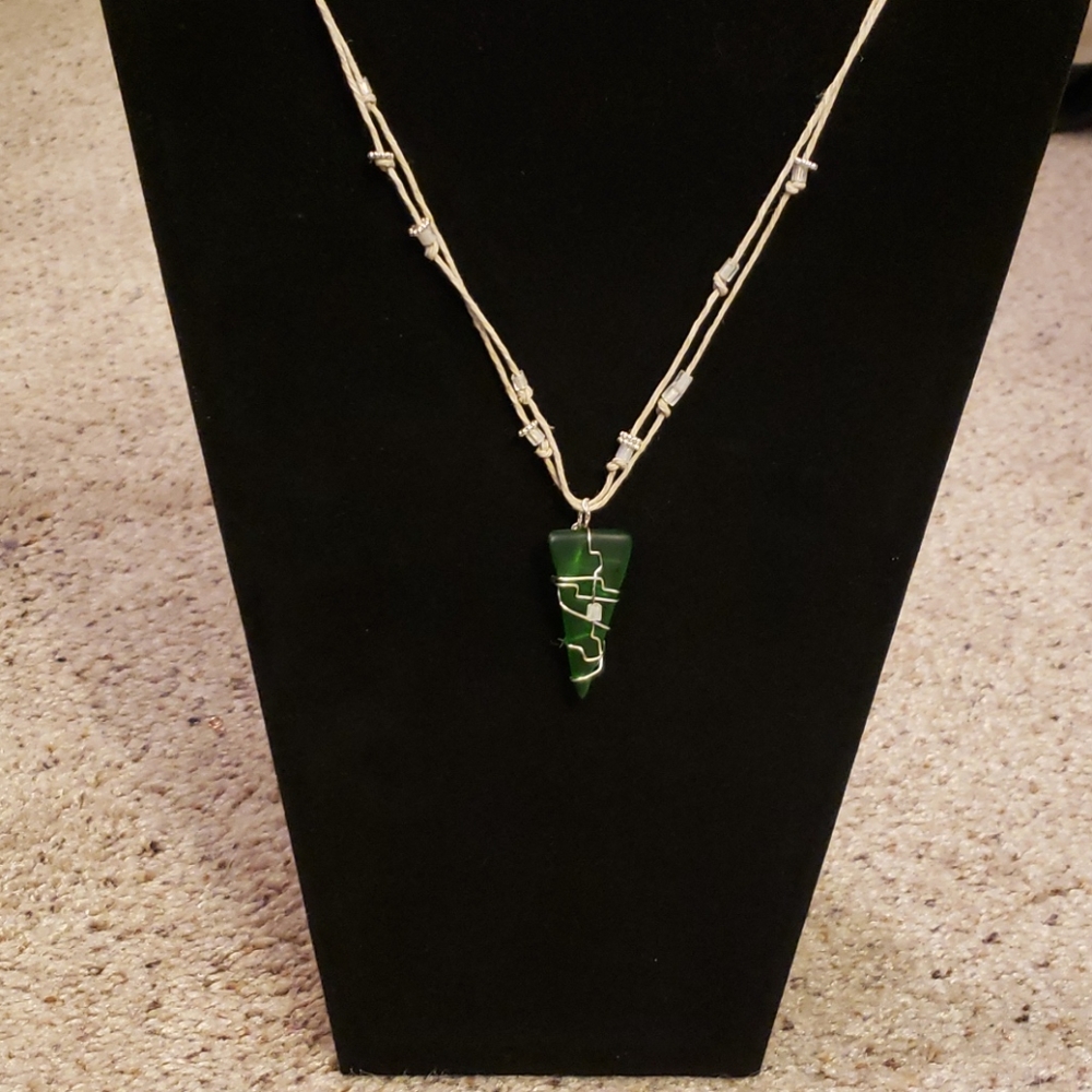 Wrapped Sea Glass & Hemp Necklace